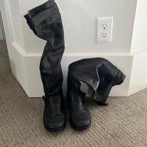 Zigigirl leather knee high black boots